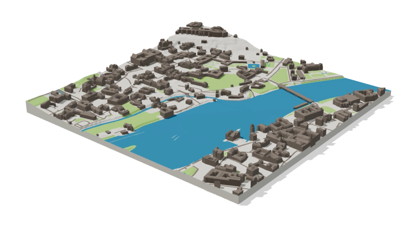 3D model Prahy vytvořený generátorem mapSTL