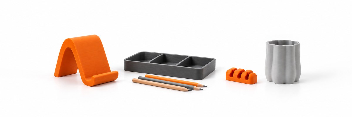 Ilustrační vizualizace stojánků, organizéru a dalších 3D výtisků